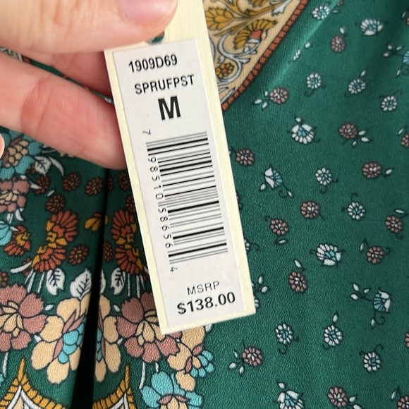 MAX STUDIO NWT Paisley Pattern Chiffon Tunic Dress in Green size medium - Picture 5 of 9